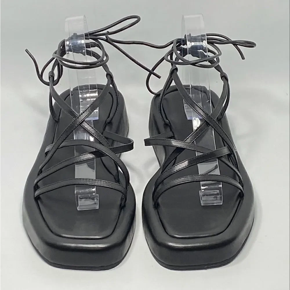 Loeffler Randall Beau Black Wrap Platform Sandal size 9